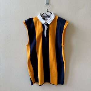 Striped Sleeveless Rugby Polo Shirt
